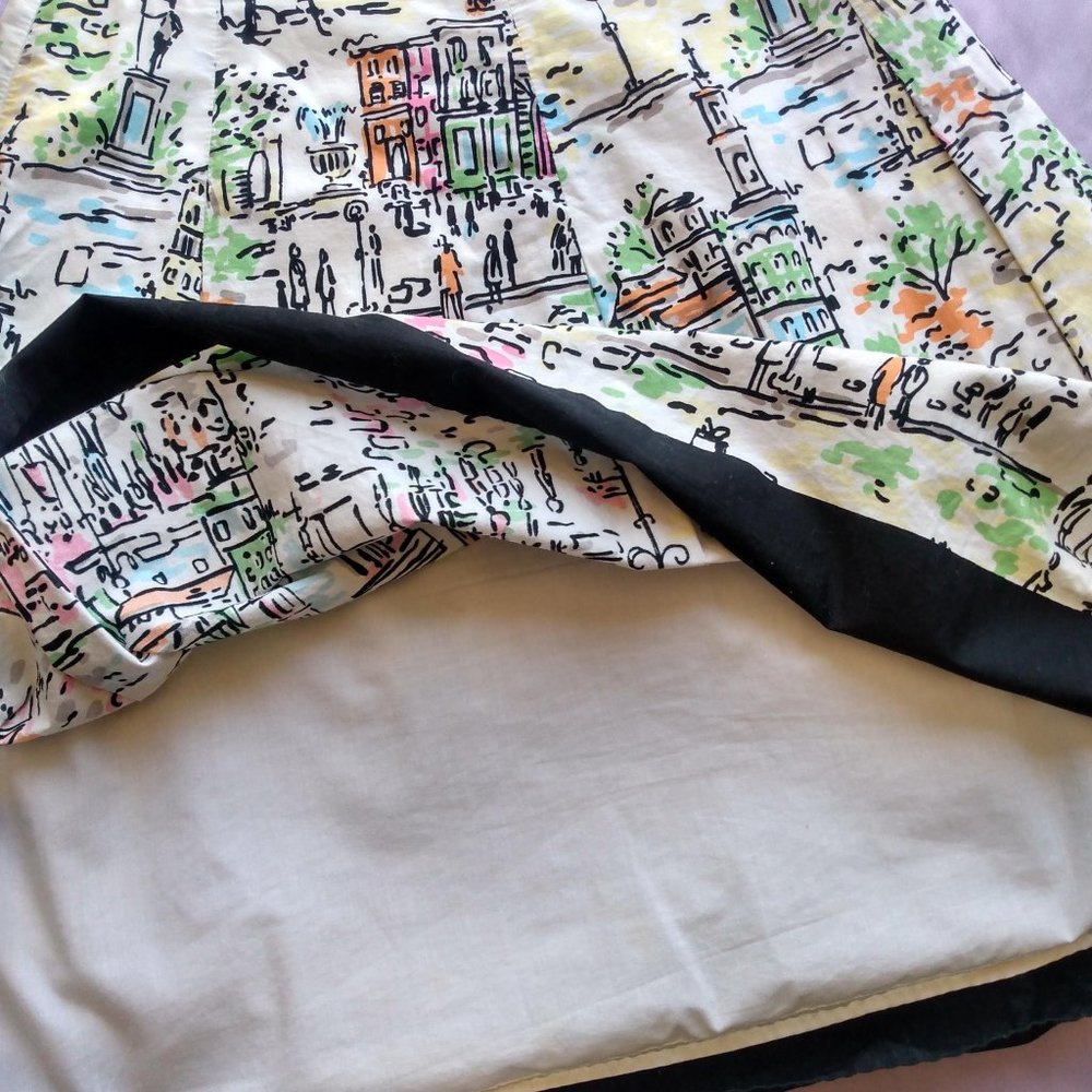Talbots Vintage Paris A-Line Skirt with Black Trim - Picture 2 of 4